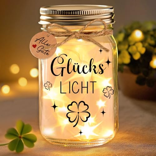 Luckeey Glückslicht, Geschenke für Frauen, LED Flaschenlicht mit Spruch, Geschenk Geburtstag Geldgeschenke Hochzeit Geschenk mit Kleine Karte, Dekolicht Einzugsgeschenke für Frauen Männer