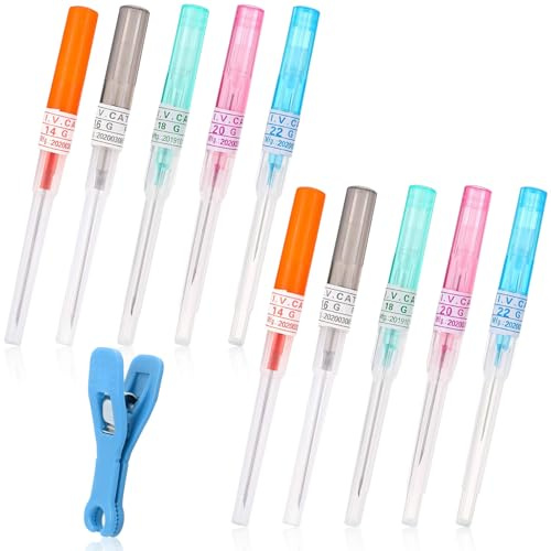 Teouuas 10 Pezzi Set Aghi per Piercing, Cannula Sterili Monouso | Cannula Sterili Monouso, Cannula Piercing 14G 16G 18G 20G 22G in Acciaio Inox, per Orecchio, Naso, Ombelico, Professionali