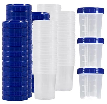 50PCS 120 ml urinbecher plastikbecher mit deckel : urinbecher einweg becher mit deckel, urintest probenbehälter transparenterUrin-Sammelbecher mit auslaufsicherert