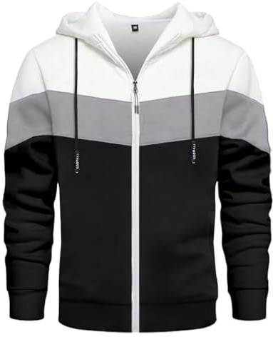 Clufar Herren Hoodie Pullover Patchwork Kapuzenpullover Herren Reißverschluss Farbblock Teenager Sweatjacke Langarm Atmungsaktiv Kapuzenpulli Frühling Herbst für Sport Gym Fitness