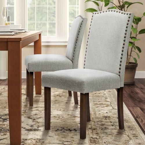 DUMOS Esszimmerstühle 2er Set, Elegant und Schön Modern Stühle Esszimmer, Pu-Leder Gepolstert küchenstühle, Esszimmerstuhl Geeignet für Küche, Wohnzimmer, Schlafzimmer (Grau)