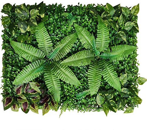 MIUKYUI Immergrüne Kunstpflanzen Wand 9 STK Künstliche Gras Wand Matte 60x40 cm Kunstpflanzen Matte für Balkon Garten Zaun als Sichtschutz Deko Grün