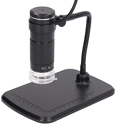 YWBL-WH Handheld Magnification Endoscope, ABS Digital Microscope with 8 Adjustable LED Lights and Flexible Stand, for Mobile Phone Nature Hikes Biology Observation