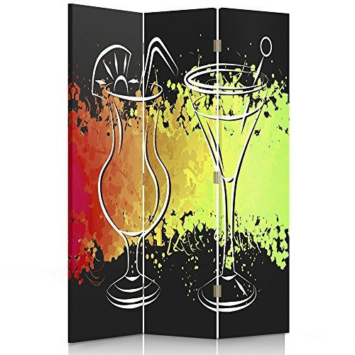 Paravent Verres Cloison de séparation 3 pans Jaune 110x180 cm