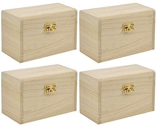 EDUPLAY Schatztruhe aus Holz zum Bemalen (4 Stück)