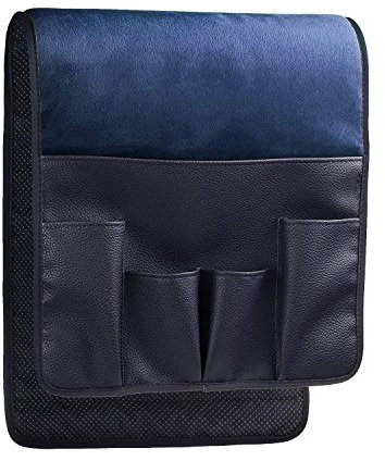 Wommty Blu Velluto Divano Sedia Braccioli Morbido Caddie Organizer per Telecomando, Telefono Cellulare, Libri, Riviste, Matita (Nero)
