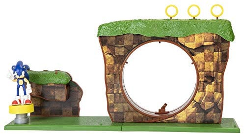SONIC The Hedgehog - Jakks 403934 Green Hill Zone Spielset inkl. bewegliche Sonic Action Spielfigur 6 cm, Loopingbahn Bunt