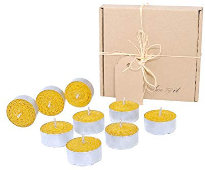 BeeIT Bienenwachs Teelicht, 9 x Teelichter, Kerzen Bienenwachs, 100% Pure Organic, handgefertigt, 100% natürlich, Aromatherapie, handgerollt