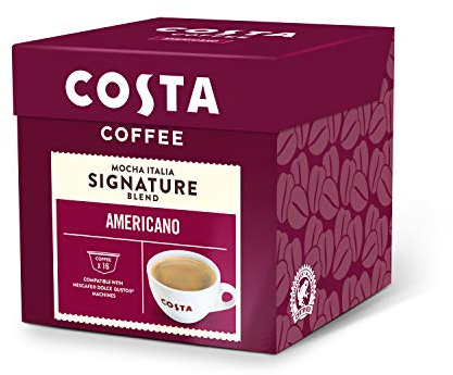 COSTA COFFEE Nescafe, Dolce Gusto, dosettes Americano compatibles, saveur lisse et riche, 48 pièces, lot de 3