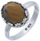 mantraroma Ring Silber Damen Tigerauge Edelstein braun dezent verspielt