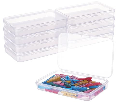 BENECREAT 10 Pack 13x8.5x2cm Klare rechteckige Kunststoff Aufbewahrungsbox Perlenaufbewahrungsbehälter mit Deckel für Karten, Clips und anderes Bastelzubehör