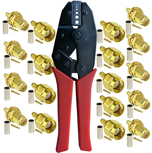 Set crimpatrice per cavi coassiali SMA - Pinza crimpatrice SMA e 10 set connettori SMA maschio e femmina per cavo di prolunga antenna wifi RG174 RG316