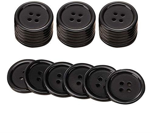 Knöpfe Schwarz 20 mm, 4 Löcher, Schwarz, 20 Stück, Packung mit 20 Stück (Schwarz-20mm)