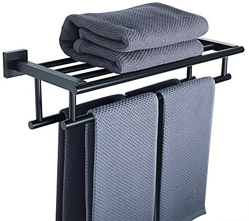 Sayayo Porta Asciugamani Bagno Nero 50CM Doppio Porta Salviette da Parete Porta Asciugamano da Bagno, Acciaio Inossidabile SUS304, EGZ8050-B