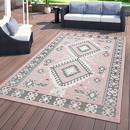 TT Home In- & Outdoor-Teppich, Für Balkon Und Terrasse, Mit Orient-Design, In Rosa, Größe:120x160 cm