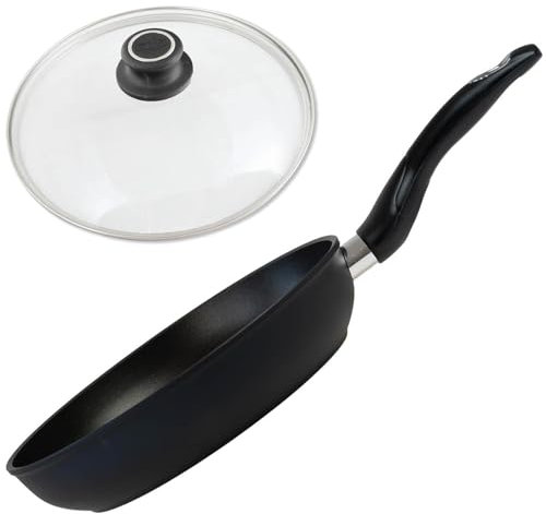 BAF Schmorpfanne Induktion 28 cm mit Glasdeckel - Aluminium Antihaft Hochrand-Pfanne, antihaftbeschichtet - 6,5 cm hoher Rand - für alle Herdarten