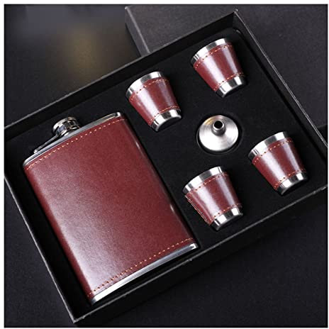 Gmjay 9 Oz Stainless Steel Hip Flask Gift Set with 4 Cups and Funnel Pocket Drinking Flasks for Men