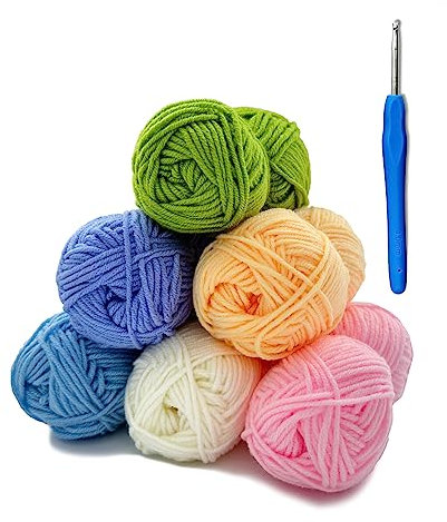 Häkelset für Anfänger Häkelgarn Häkelset Häkelwolle Yarn 25g x 6 Farben Acryl Wolle,Wolle zum Häkeln und Stricken,Amigurumi Wolle Set für Anfänger