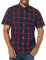Amazon Essentials Men's Slim-Fit Short-Sleeve Poplin Shirt, Navy Red Buffalo Plaid, S