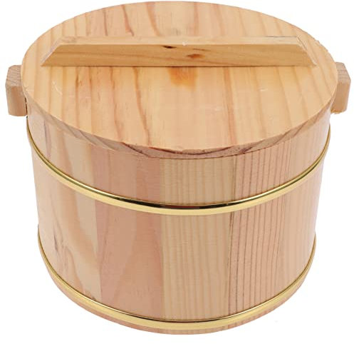 Zerodeko 1 Juego Barril De Arroz De Barril Tazón De Arroz Japonés De Sushi Recipiente De Arroz Al Vapor Olla Arrocera Para Sushi Vaporera De Comida De Arroz Electrico De Madera Con Cubierta