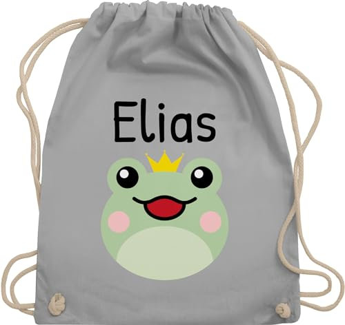 Turnbeutel Rucksack - Kinder Taschen Mädchen - Süßer Frosch - Unisize - Hellgrau - kitatüte wechselbeutel kindergarten kita name beutel wechselkleidung stoffbeutel wechselwäsche