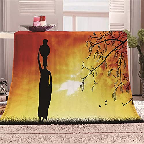 Kuscheldecke 80x150 Afrika, Flanell Fleecedecke 3D Frau Weiche und Warme Decke, als Sofadecke Wohndecke Tagesdecke Wolldecken, für Kinder Erwachsene