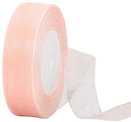 Nastro in organza rosa chiaro per neonato, 25 mm, per confezioni regalo, nastro in chiffon trasparente da 45 m, nastro rosa pastello per feste di compleanno, matrimoni, decorazioni per ghirlande