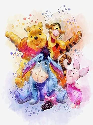 WHYCJXWL Diamant-Malerei-Set für Erwachsene und Kinder, runde Strassfarbe mit Diamanten, Winnie Puuh Diamantkunst und Punkten (30,5 x 40,6 cm)
