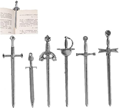 bopely 6pcs/Set Antique Schwerter Messer Lesezeichen Charm Metall Lesezeichen Anhänger Buch Clips Marker Handwerksbedarf DIY -schmuck Herstellung