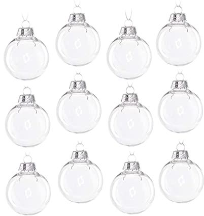 RANRAO Lot de 12 boules de Noël en verre irisé transparent