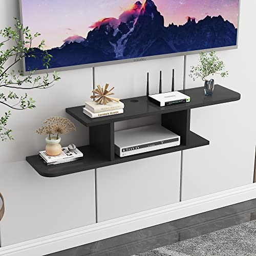 BiJun Schwebendes TV-Regal, Wandmontage, Medienkonsole, Router, DVD-Regale, für PS4/Kabelbox/DVD-Player/Spielkonsole, Streaming-Media-Ausrüstung