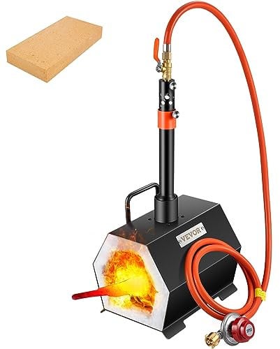 VEVOR Gas Schmiedeofen Sechseck, 250 x 215 x 190 mm Gas Schmiede mit Brenner, Gold, Messing, Bronze, Magnesium, Aluminium, Zinn und Edelstahl, Gas Propan Forge Schmiedeofen 2 m Gasschlauch