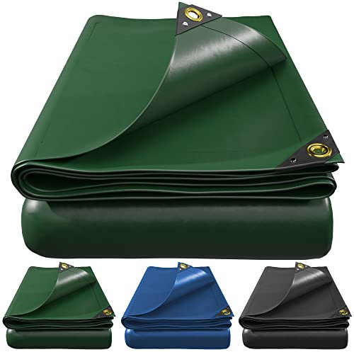 Profi Abdeckplane 650 g/m² Gewebeplane - 10 Jahre Garantie, Massive Schutzplane für Boot, Pool, Wohnwagen, Zeltunterlage, LKW PVC Plane für Camping & Outdoor Garten (grün, 300x600cm - 18m²)