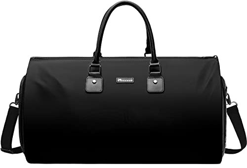 Womens Convertible Garment Bags for Travel, Modoker Waterproof Carry On Garment Bag Garment Duffel Bag, A Black
