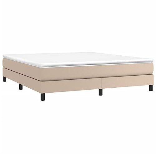 vidaXL Bettgestell, Polsterbett Bett für Schlafzimmer, Bettrahmen mit Lattenrost, Kunstlederbett Doppelbett, Cappuccino-Braun 160x200cm Kunstleder