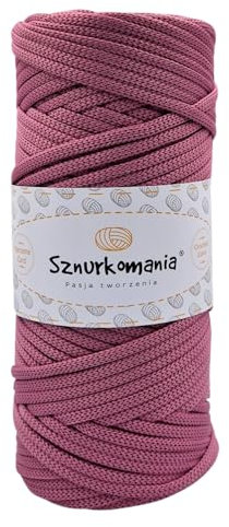 Sznurkomania, Polyesterkordel 5mm 100m, Viele Farbe, Flache Polyesterkordel, Häkelkordel, 5mm Makrameekordel, Makrameegarn, Polyestergarn, glänzende Kordel, (Heidekraut)