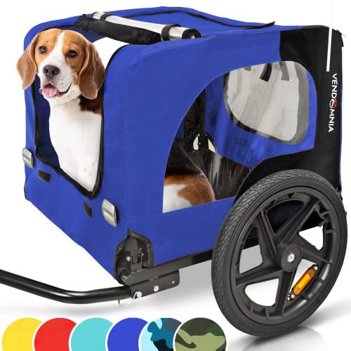 Hundeanhänger für Fahrrad, Fahrradanhänger für Hunde, inkl. Fahne und Gurt, klappbar und leicht im Kofferraum verstaubar, in den Farben: Rot, Sand, Minzgrün, Violettblau, Militärblau, Militärgrün