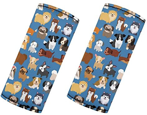 DISNIMO Lot de 2 enveloppes de poignée de bagage en forme de chien mignon pour valise, accessoires de voyage, housse de protection pour poignée de porte de voiture