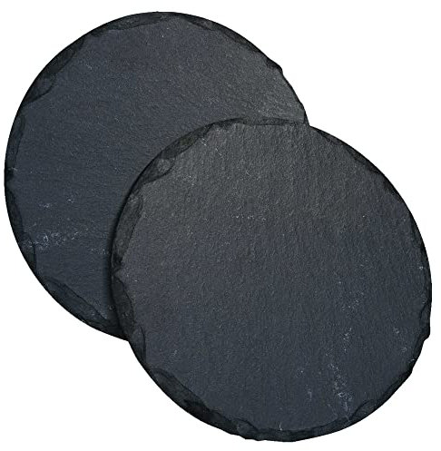 mtb more energy Schiefertafel Schiefer Schild Platte Kreis [2 Stück] - Ø 30cm - rund - DIY - zum selbst Beschriften oder Gravieren für Geschenke, Basteln, Haushalt, Garten