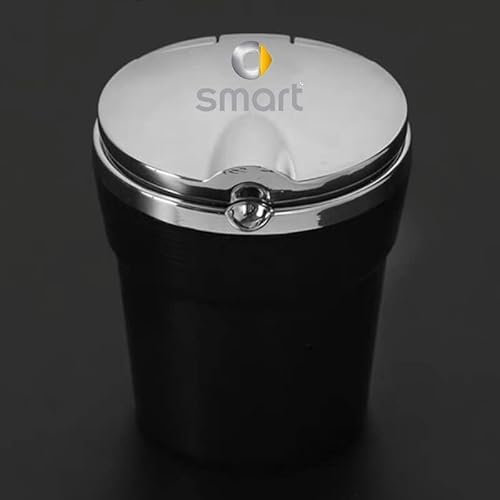 JIOWAX Auto Aschenbecher für Smart 451 Brabus 453 Fortwo Forfour, Tragbarer Aschenbecher mit Deckel, Rauchfreier Auto Aschenbecher Müll Abfalleimer für Reisen im Freien Heimgebrauch,B Black
