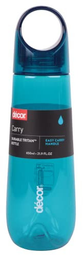 Décor Tritan Water Bottle. Lightweight & Durable with Carrying Loop. 650ml - Blue.