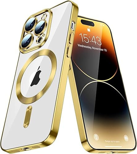 IMIRST Soft Phone Case for Apple iPhone 14 Pro Max - Super Magsafe & Wireless Charging Compatible Shockproof Classic Hybrid Slim Cover for Apple iPhone 14 Pro Max, YIX Gold