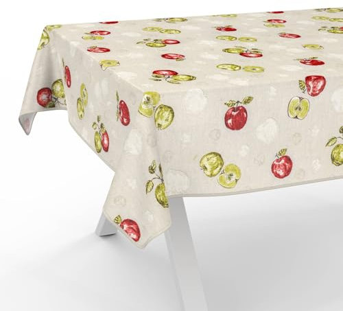 Tischdecke aus Stoff Textil abwaschbar Tischwäsche Tischtuch Baumwolle Polyester Apple 180x100cm In-/Outdoor Tischdecke