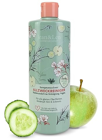Jean & Len Allzweckreiniger Gurke & Grüner Apfel, für alle glatten Oberflächen, bekämpft Fett und Schmutz, für ein streifenfreies Ergebnis, Universalreiniger, ohne Parabene & Silikone, vegan, 500 ml