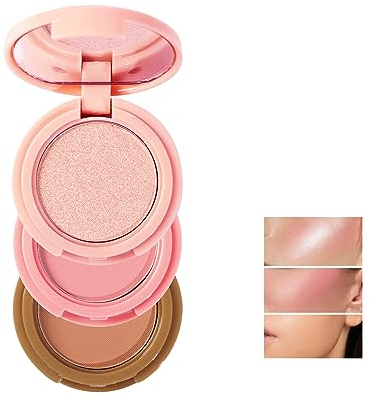 ROSPRETTY Palette di ombretti in polvere, 3 in 1, Shimmer a lunga durata resistente al sudore, #002#