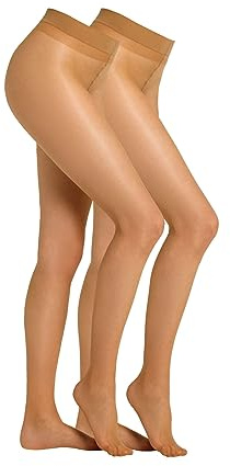Camano Damen Strumpfhose 20 DEN Bequeme und Reißfeste 2 Paar Feinstrumpfhose mit Weicher Flachnaht Perfektem Sitz und Komfortbund Langlebig 2er Pack 40/42 make up