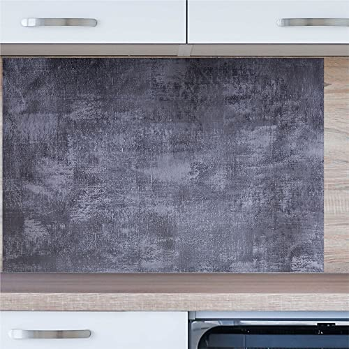 INDIGOS UG Küchenrückwand - Beton grau - 100x60 cm ESG Echtglas bedruckt - mit Bild - Motiv - Küche - Rückwand - Glasplatte - Spritzschutz - Herd - Ofen