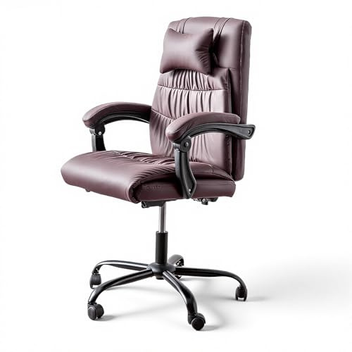 Panana Executive Office Chair, Ergonomic Conference Work Chair Padded Recline Computer PC Swivel Desk Chair with Adjustable Task Gas lift, Pu leather (Brown)
