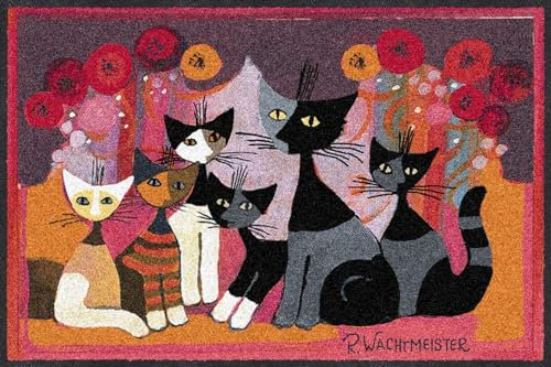 Salonloewe Rosina Wachtmeister Fußmatte Festa dei Gatti 050x075 cm, Schmutzfangmatte, Fußabtreter, draußen, drinnen
