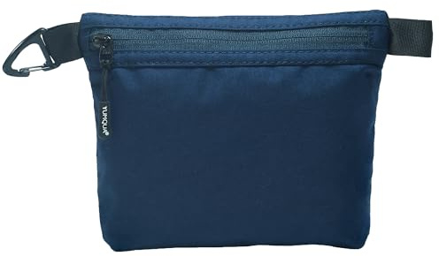 YUMQUA wasserdichte Reißverschlusstasche mit Karabiner Clip, kleine Nylon Mehrzweck Reise Digital Kosmetik Toilettentasche Werkzeug Aufbewahrungstasche, dunkelblau